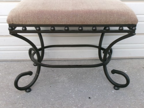Metal scroll stool vanity - stool,